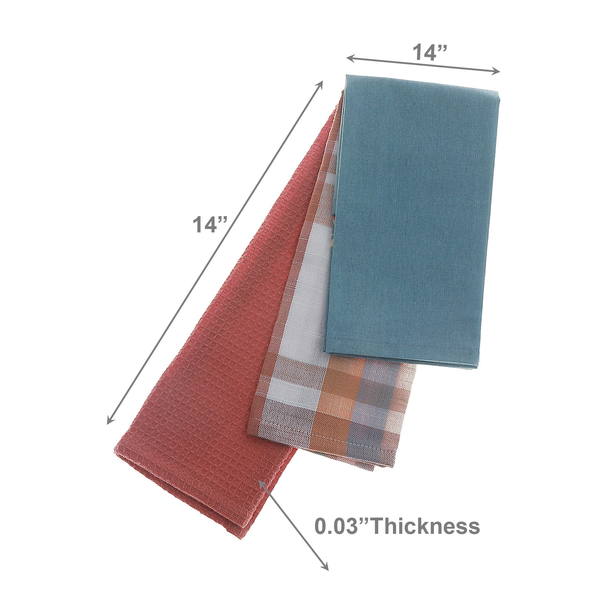 3-Piece Plaid Pattern Cotton Dish Cloth Set - Set of 2