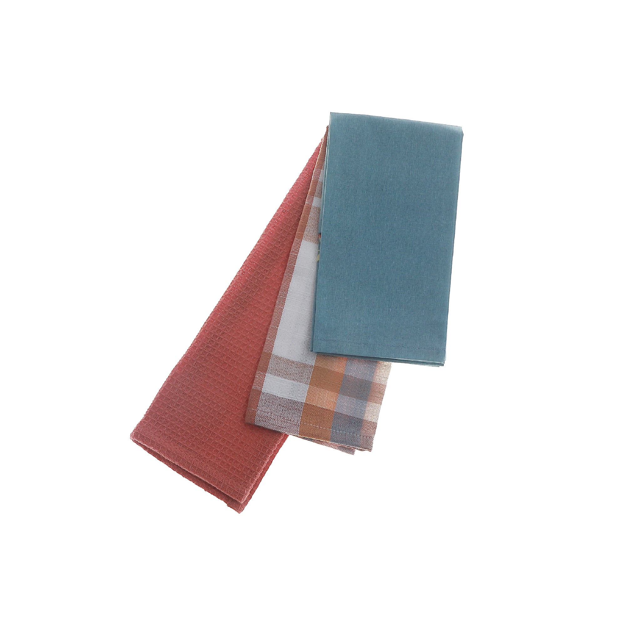 3-Piece Plaid Pattern Cotton Dish Cloth Set - Set of 2
