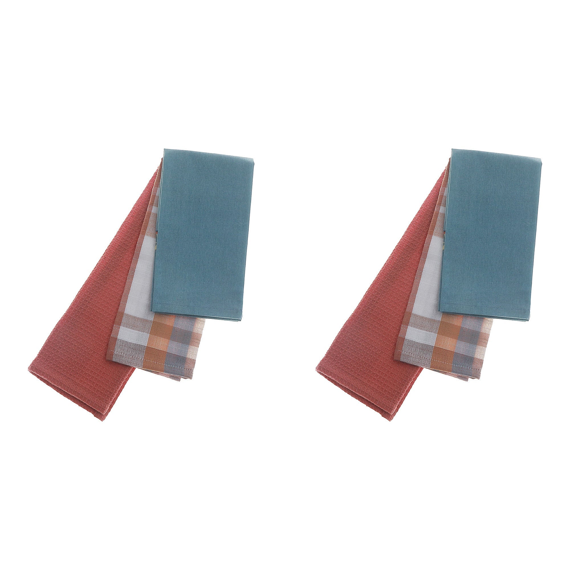 3-Piece Plaid Pattern Cotton Dish Cloth Set - Set of 2