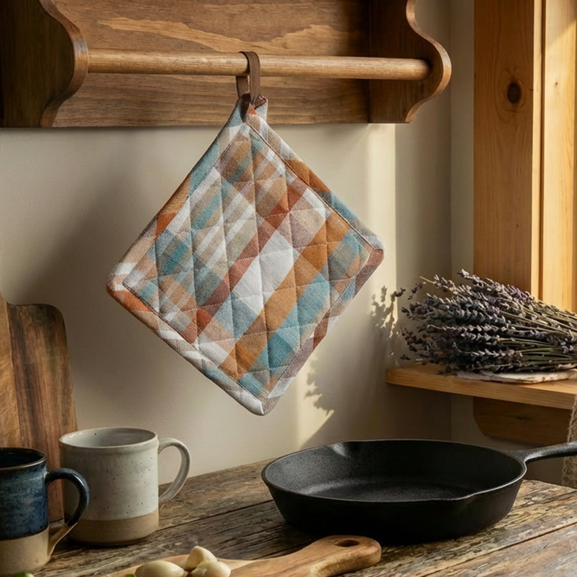 Plaid Pattern Cotton Pot Holder - Set of 2