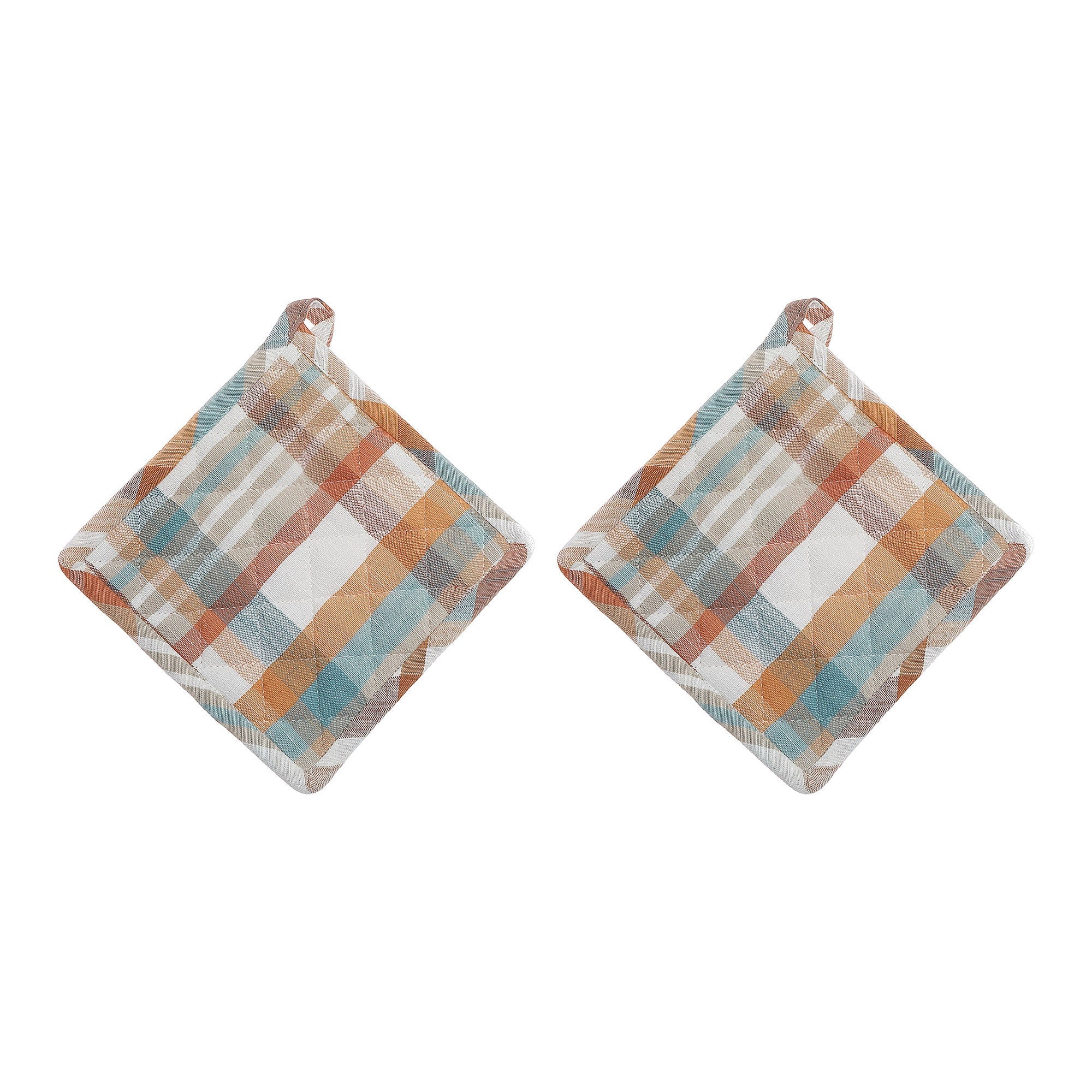 Plaid Pattern Cotton Pot Holder - Set of 2