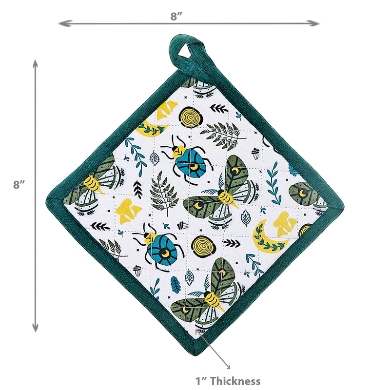 Cotton Pot Holder Butterfly & Beetle - Set of 2