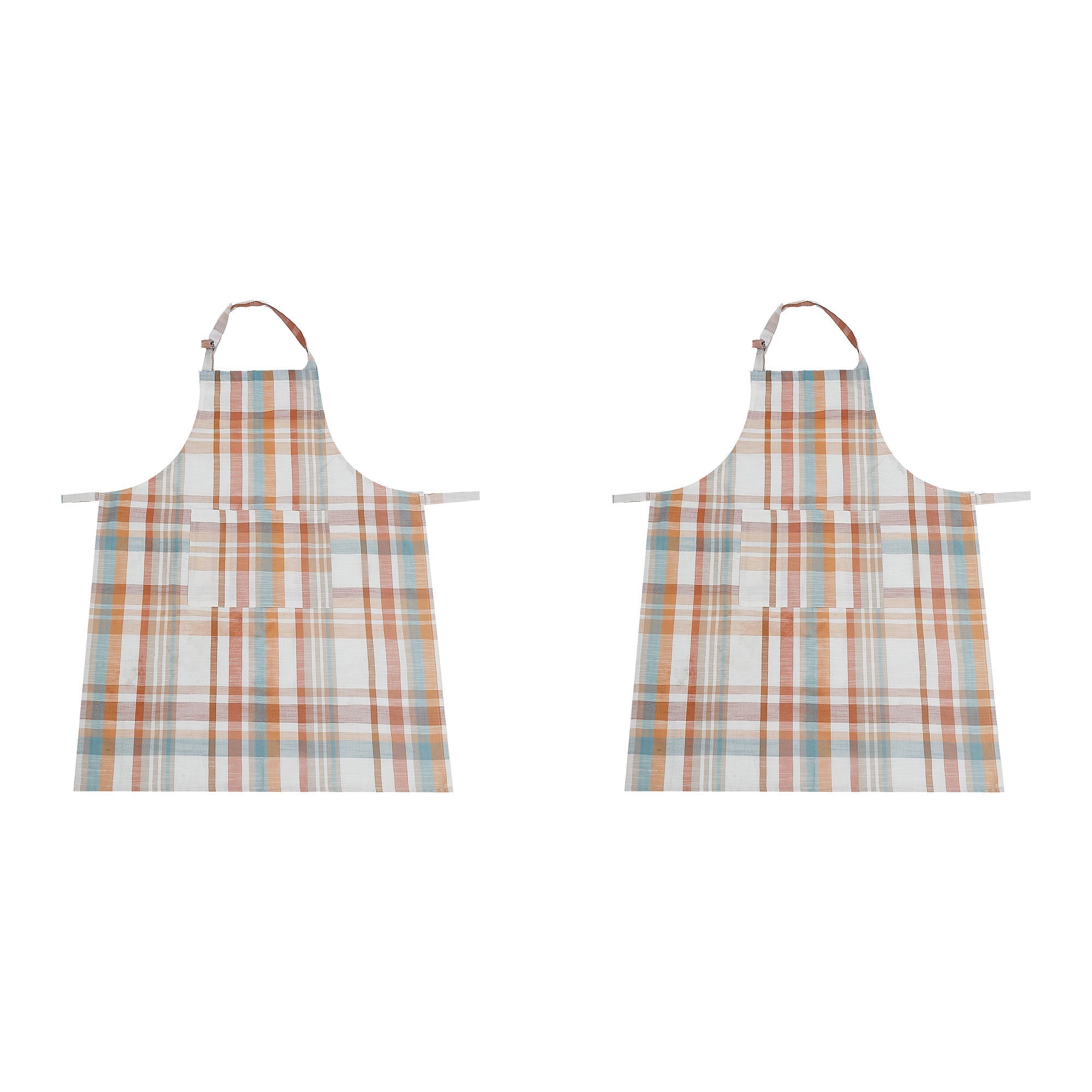28"x34" Plaid Pattern Cotton Kitchen Apron - Set of 2