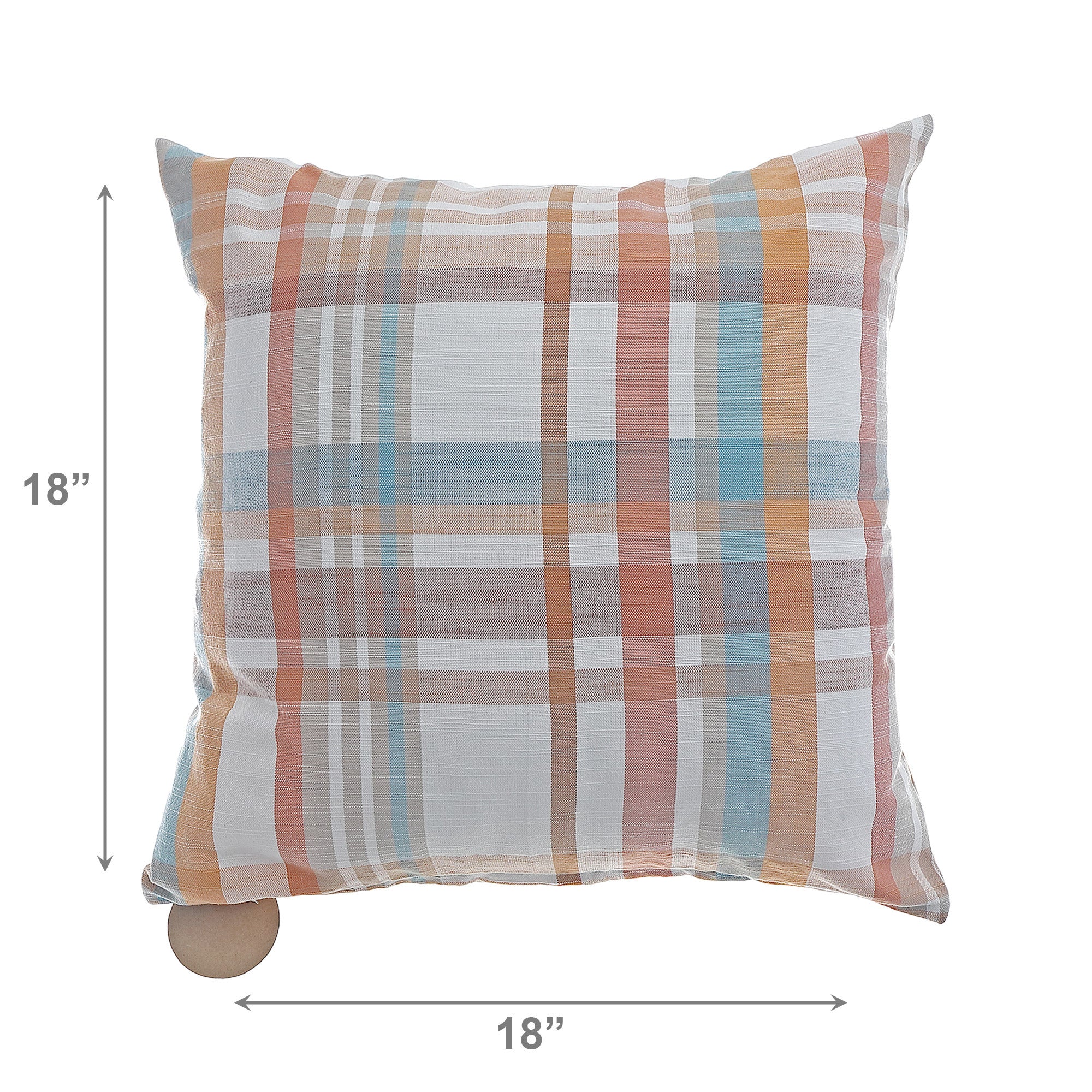 18"x18" Plaid Pattern Cotton Cushion Cover - Set of 2