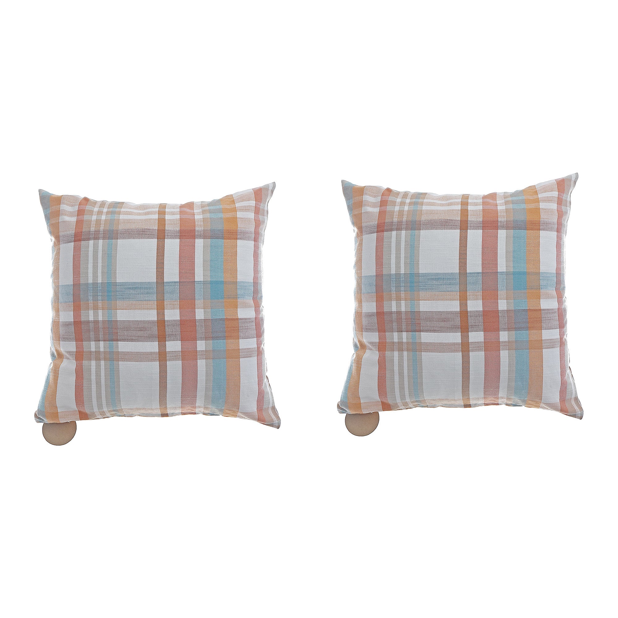 18"x18" Plaid Pattern Cotton Cushion Cover - Set of 2