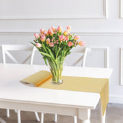 Chambray Ribbed Cotton Table Runner, Farmhouse Dining Table Decor