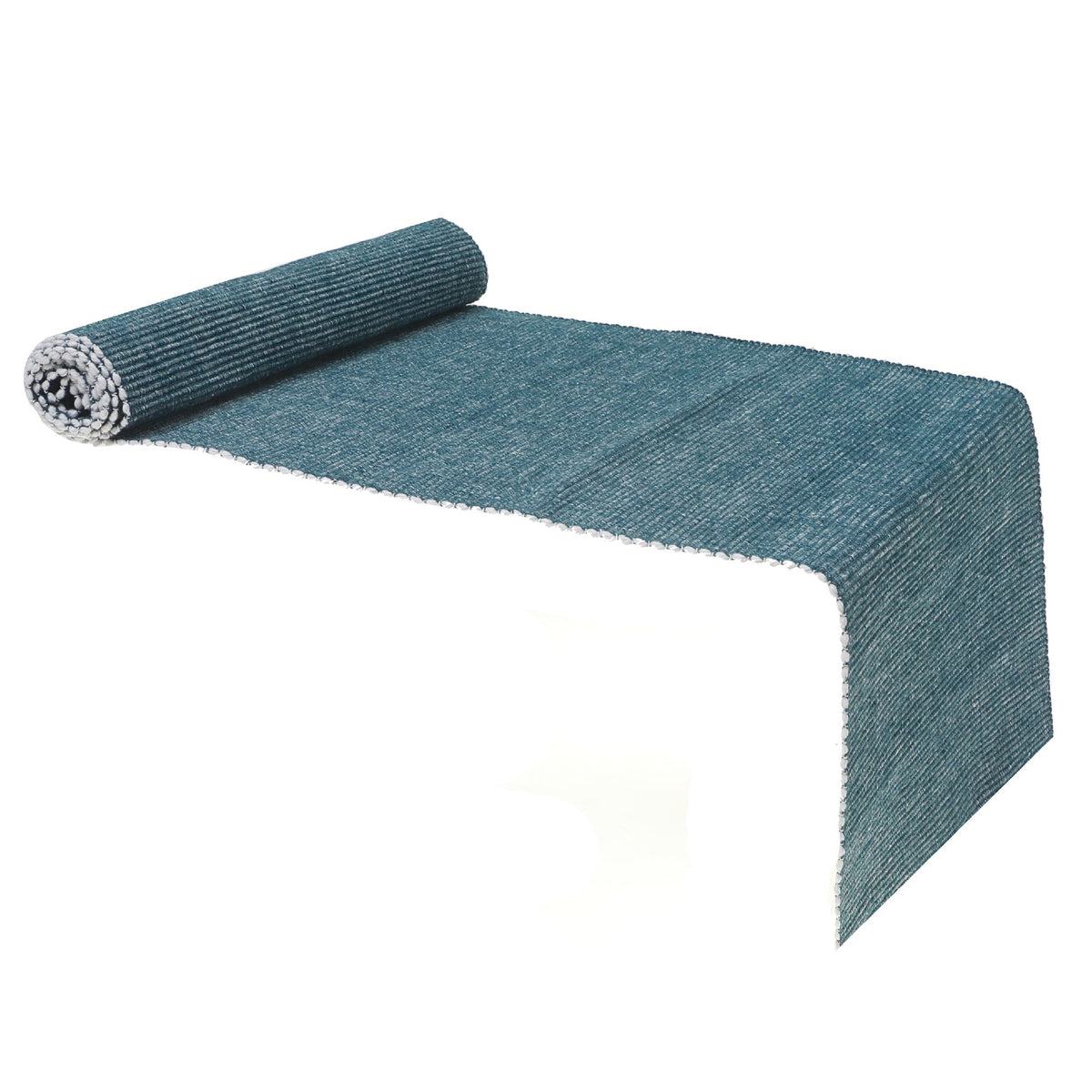 Chambray Ribbed Cotton Table Runner, Farmhouse Dining Table Decor