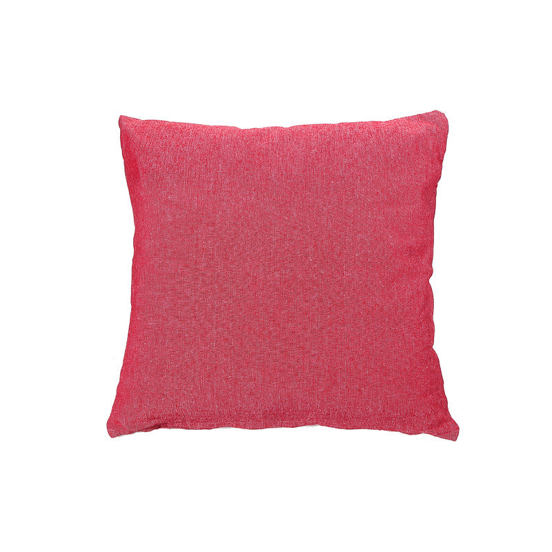 Chambray Zipper Cushion Red Set of 2 Decorative Throw Pillow