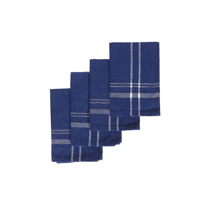 French Border Cotton Napkins Navy Blue Set of 4 Dining Table Napkins