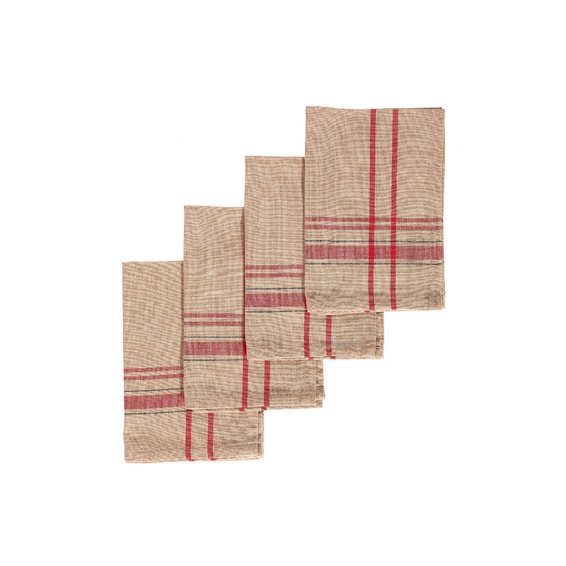 French Border Cotton Napkins Taupe Set of 4 Dining Table Napkins