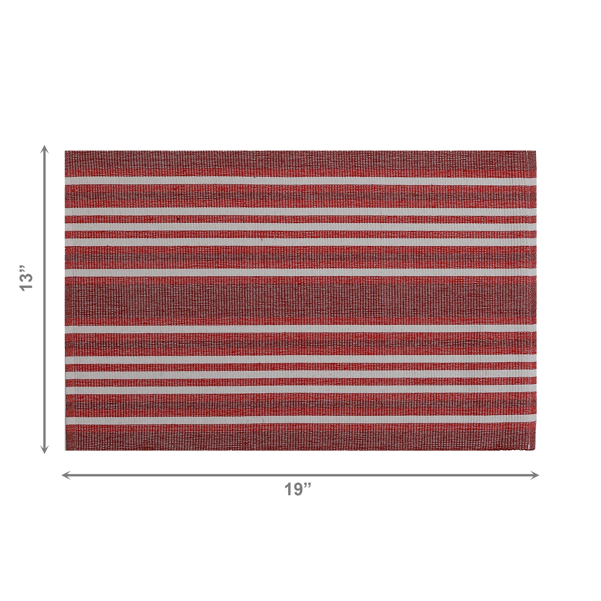 Red Ombre Ribbed Chambray Cotton Placemat - Set of 12