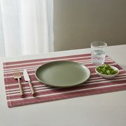 Red Ombre Ribbed Chambray Cotton Placemat - Set of 12