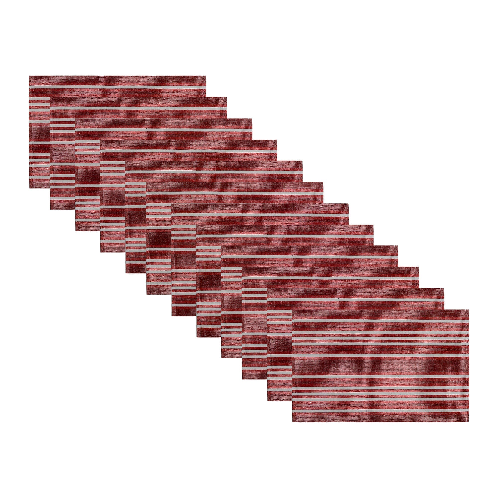 Red Ombre Ribbed Chambray Cotton Placemat - Set of 12
