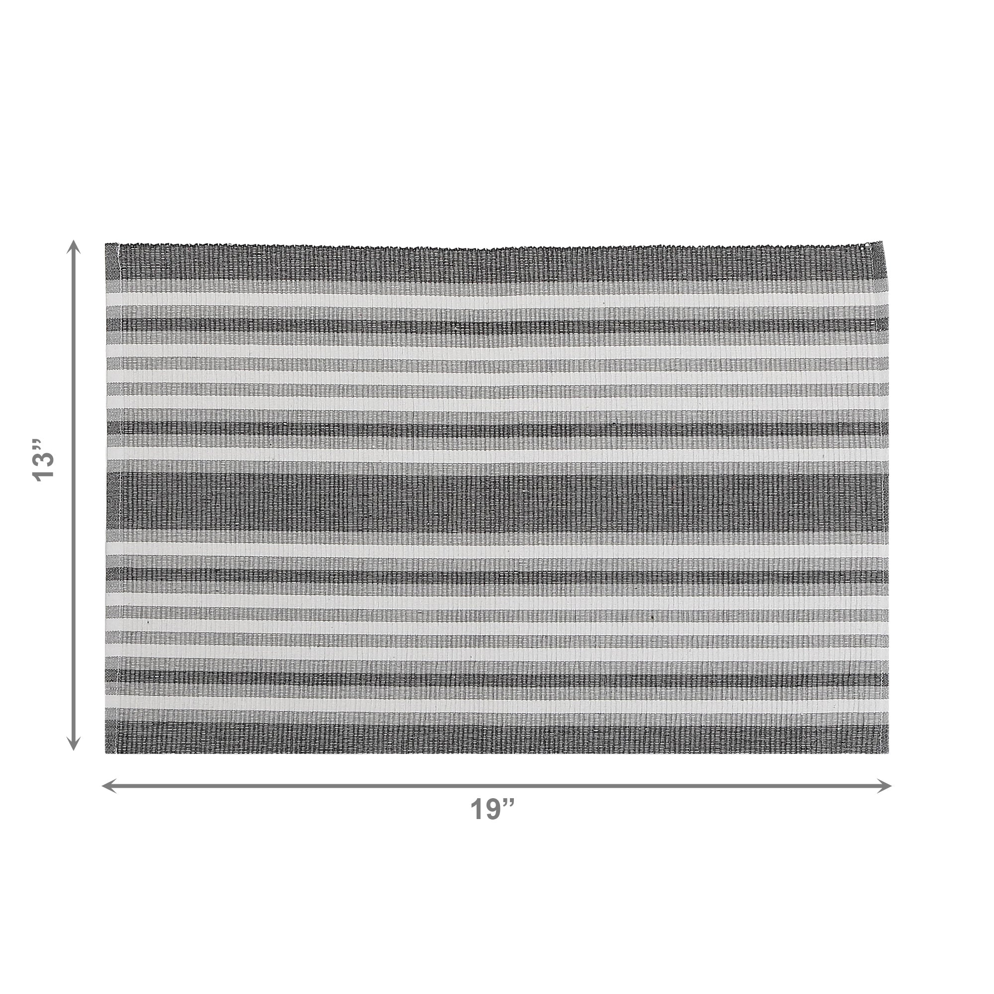 Grey Ombre Ribbed Chambray Cotton Placemat - Set of 12
