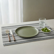 Grey Ombre Ribbed Chambray Cotton Placemat - Set of 12