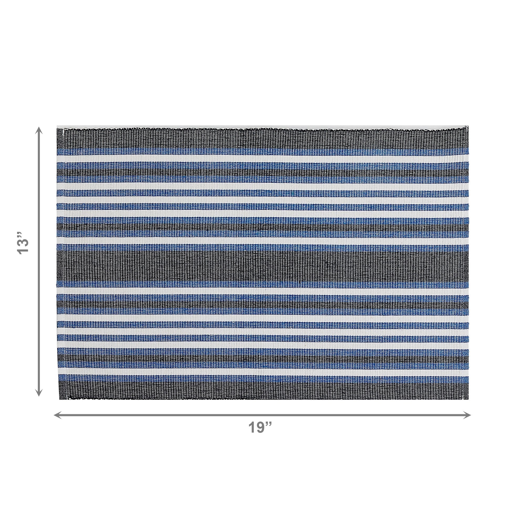 Blue Ombre Ribbed Chambray Cotton Placemat - Set of 12