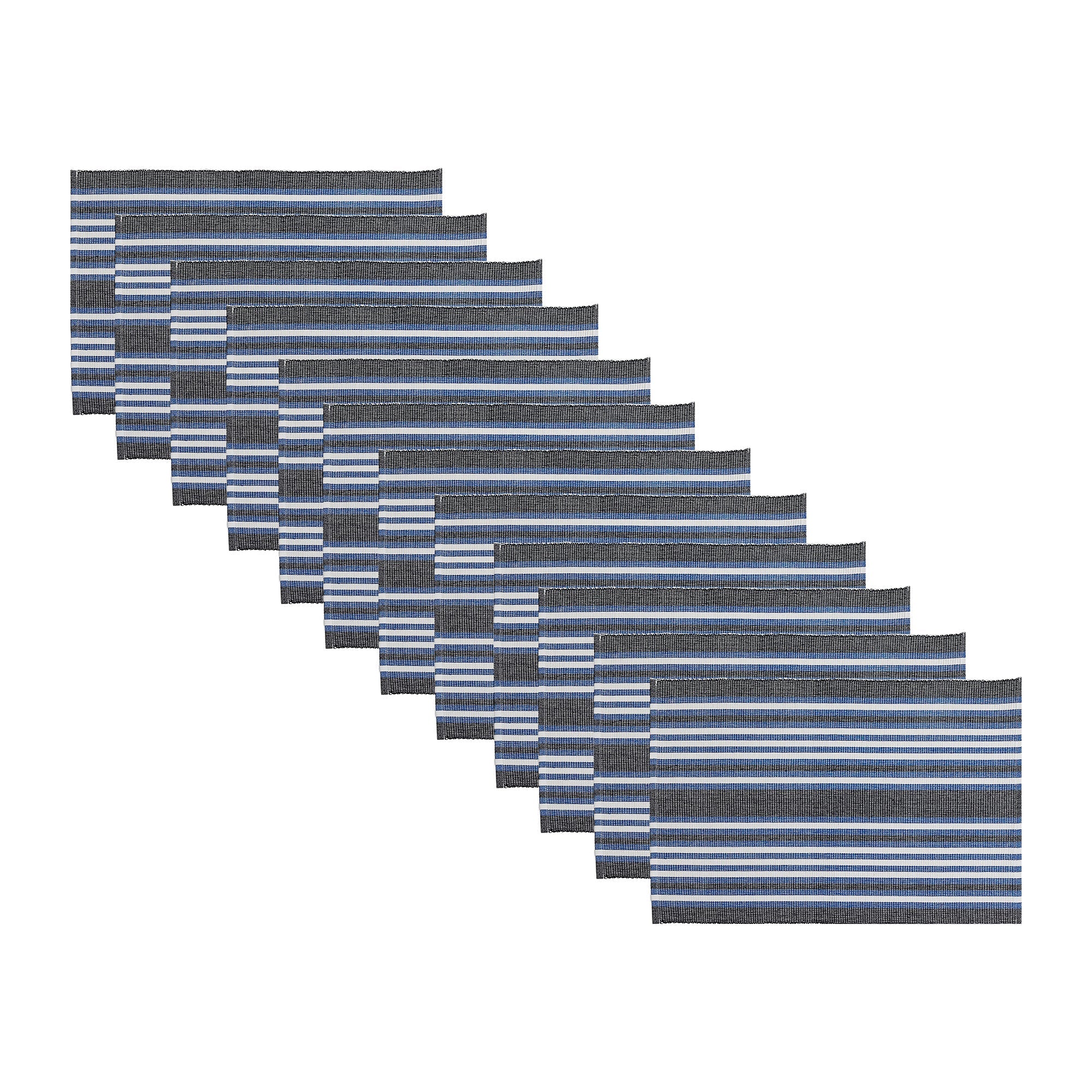 Blue Ombre Ribbed Chambray Cotton Placemat - Set of 12