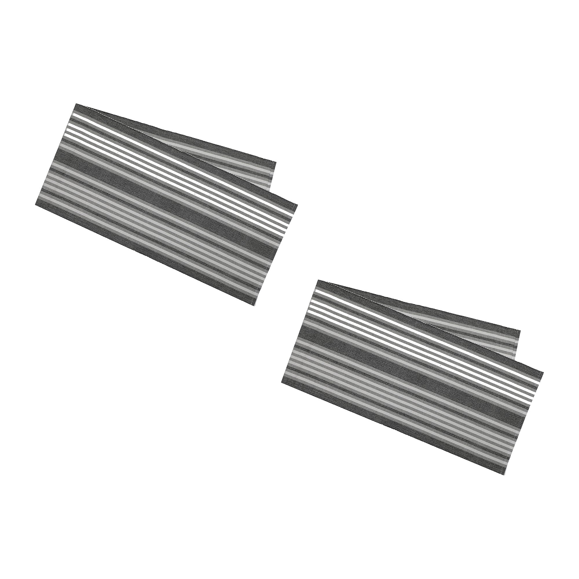 Grey Ombre Ribbed Chambray Cotton Table Runner - Set of 2