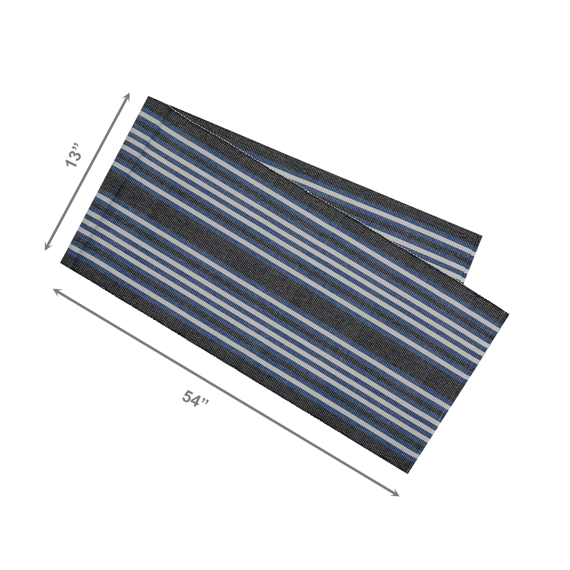 Blue Ombre Ribbed Chambray Cotton Table Runner - Set of 2
