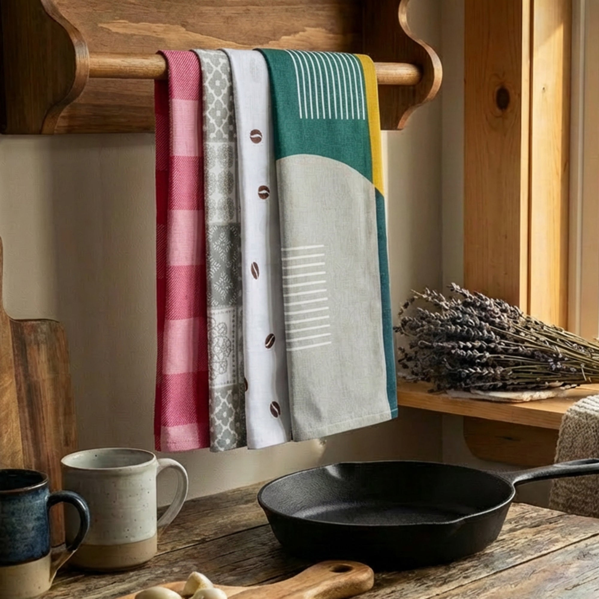 5-Pack Assorted Cotton Kitchen Towels Variety