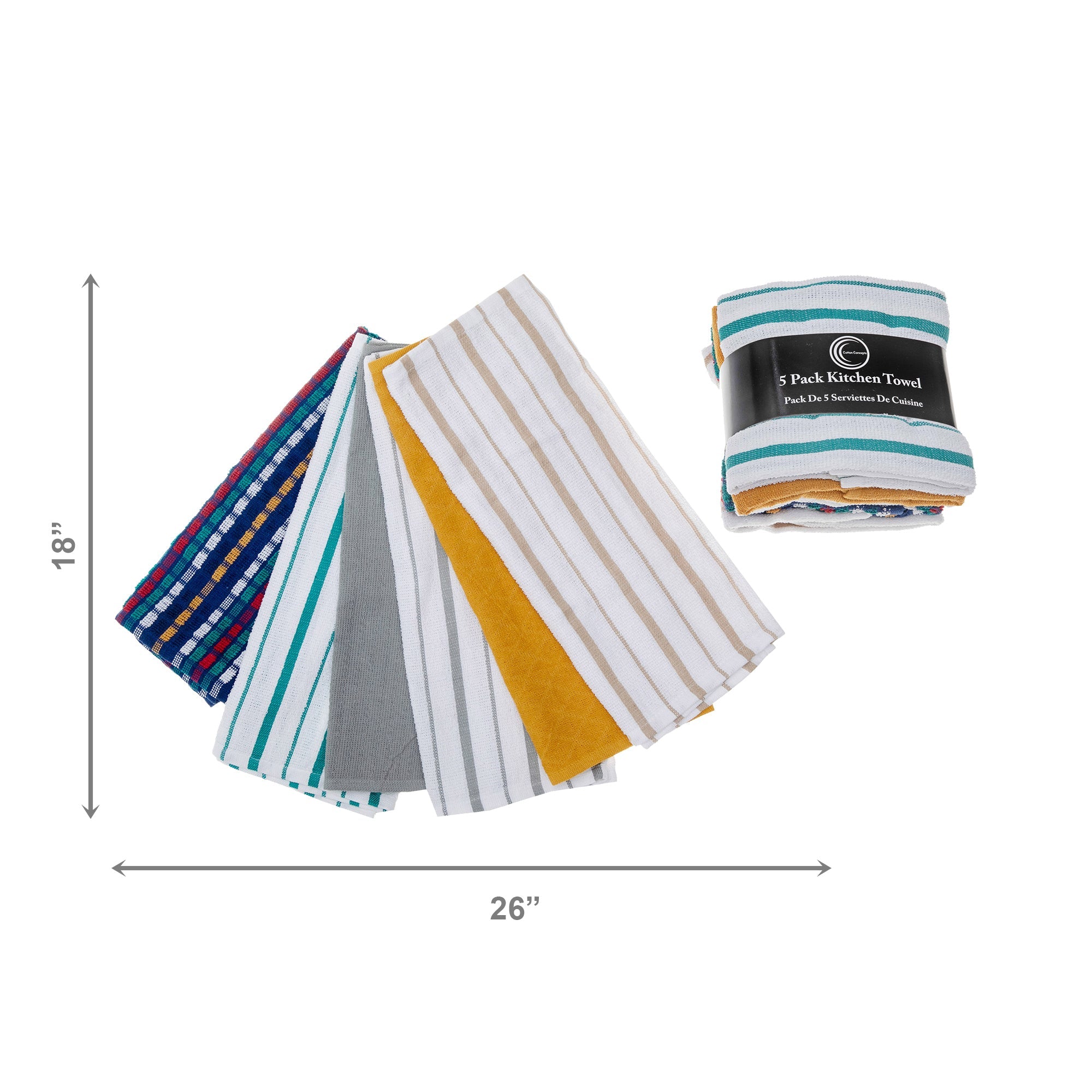 5-Pack Assorted Terry Cloth Kitchen Towels