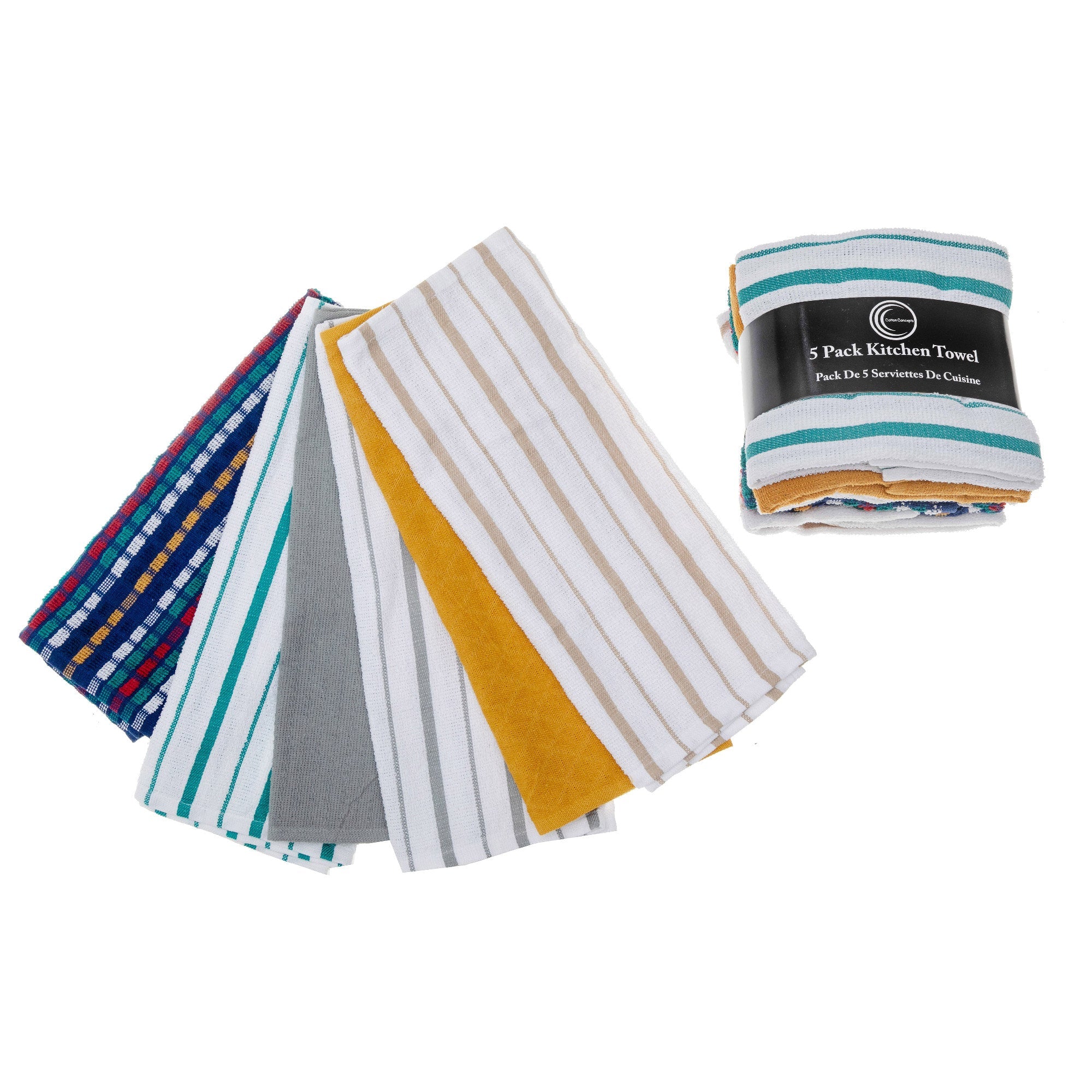 5-Pack Assorted Terry Cloth Kitchen Towels