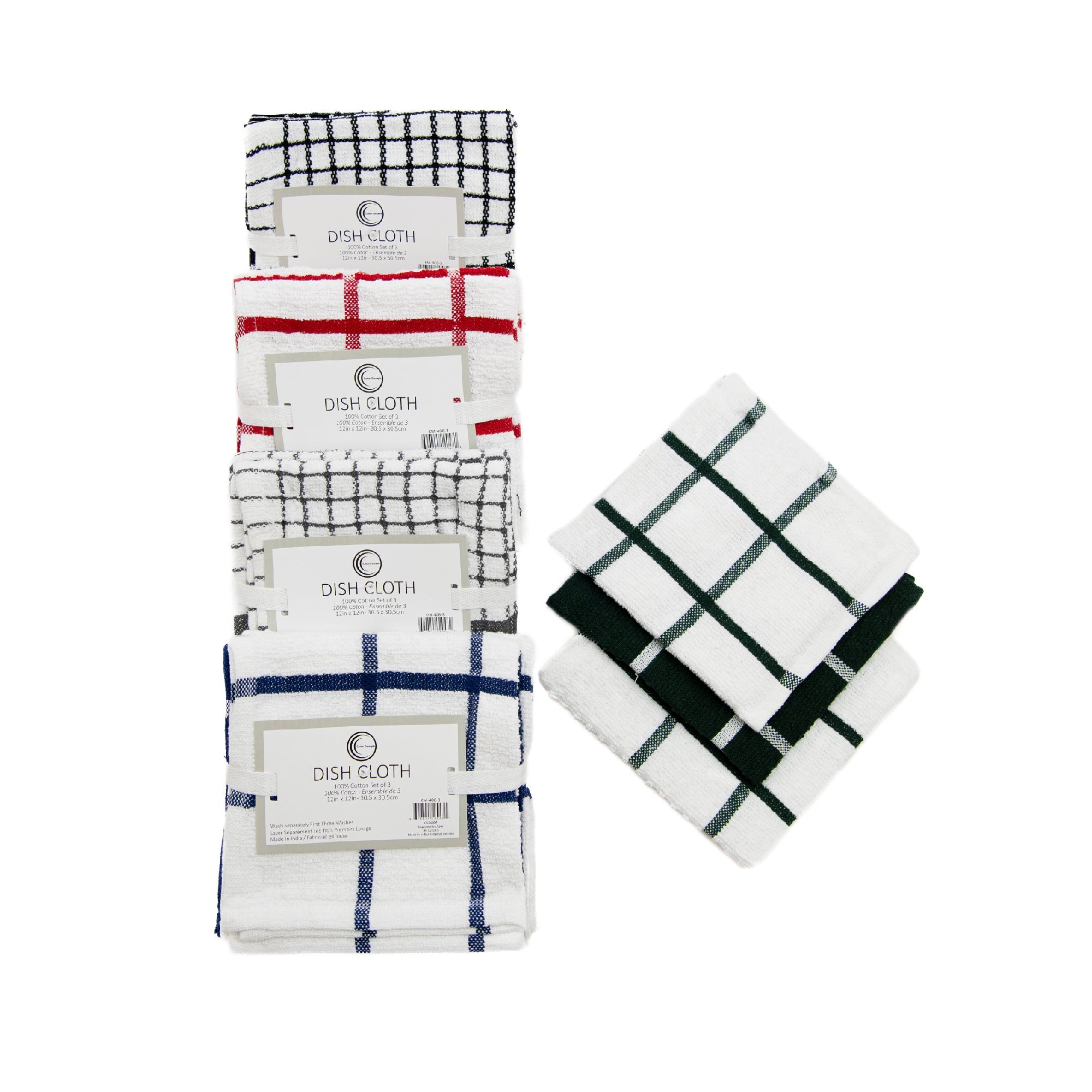 3-Pack Assorted Terry Cloth Dish Cloths - Set of 2