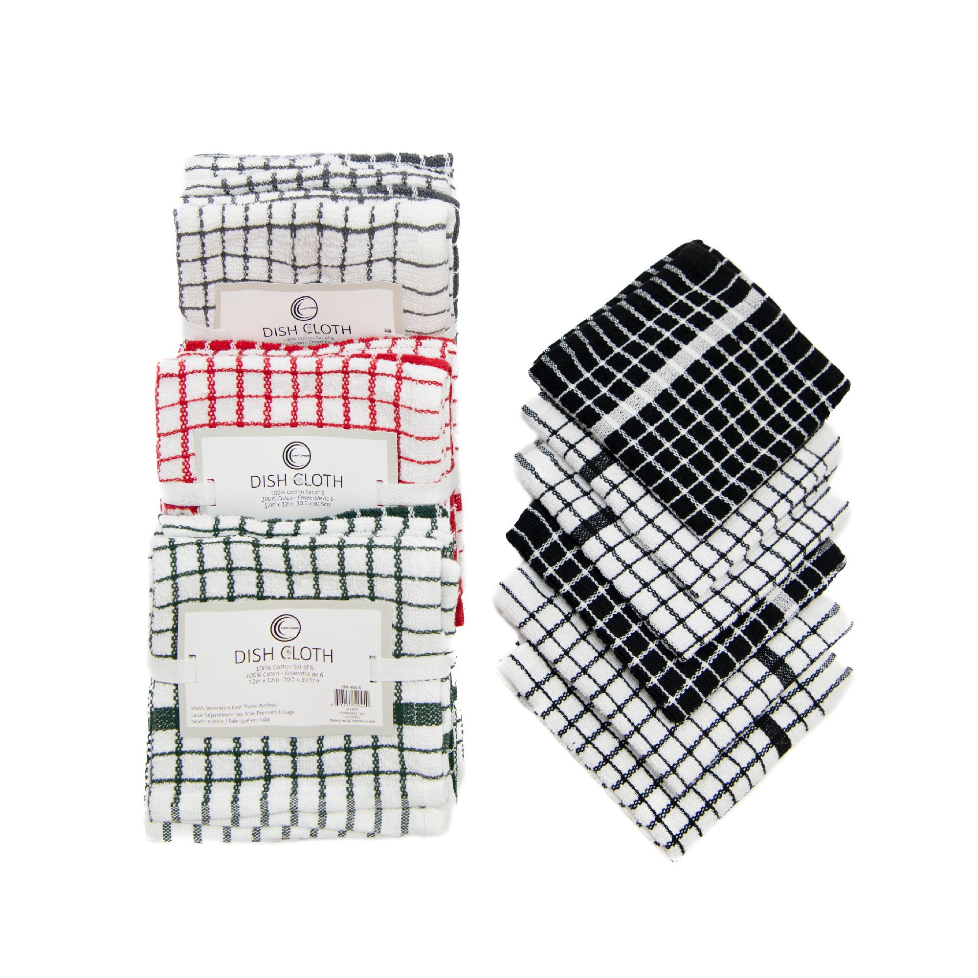 6-Pack Assorted Terry Cloth Dish Cloths - Set of 3