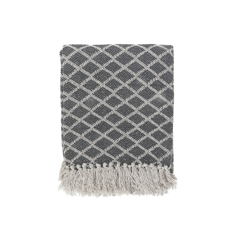 Diamond Cotton Throw With Fringe (50"X60")