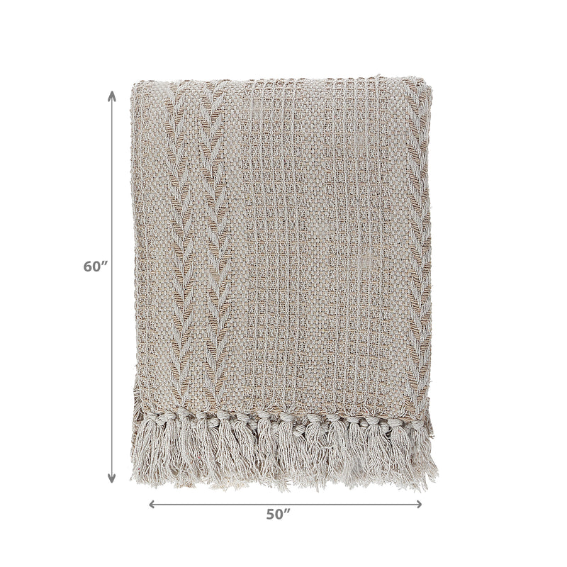 Braided Cotton Throw With Fringe (50"X60")