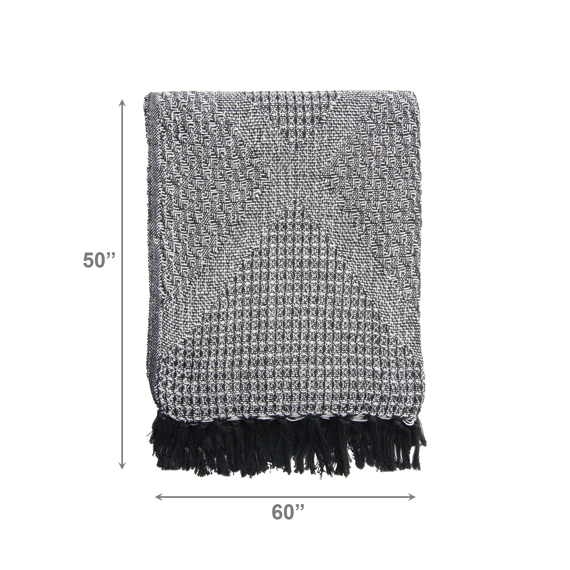 Black & White Patterned Cotton Throw Blanket, 50"x60"