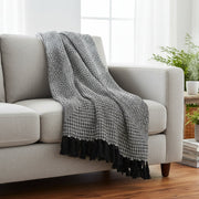 Black & White Patterned Cotton Throw Blanket, 50"x60"