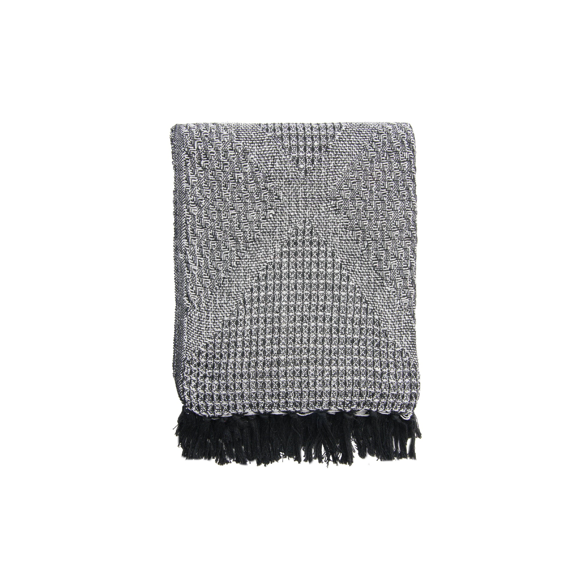 Black & White Patterned Cotton Throw Blanket, 50"x60"