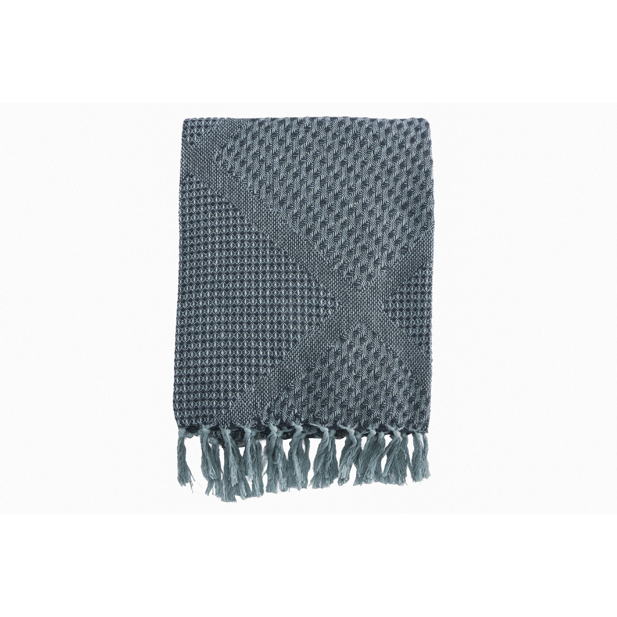 Light Blue & Navy Patterned Cotton Throw Blanket, 50"x60"