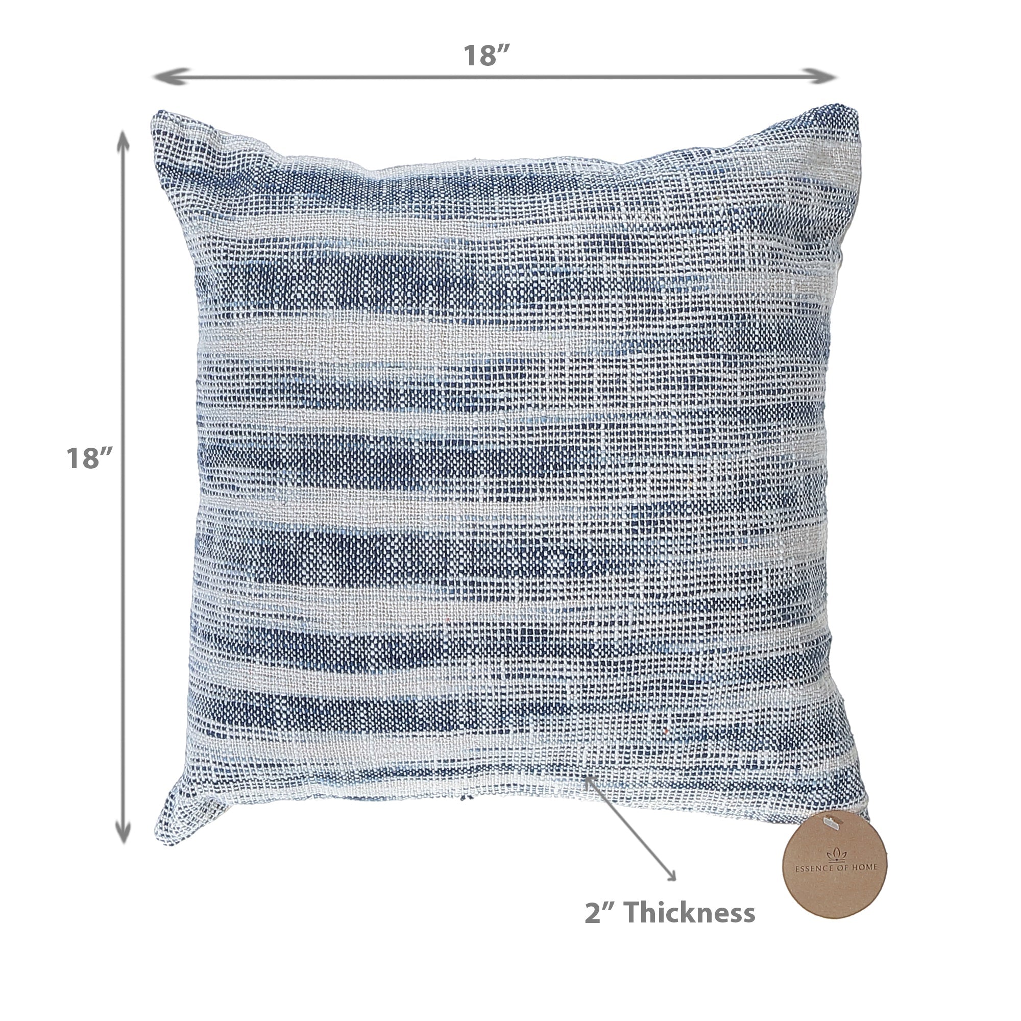 Cotton Slub Cushion Set Of 2, 18 X 18 Inch Decorative Throw Pillow, Farmhouse Home Accent