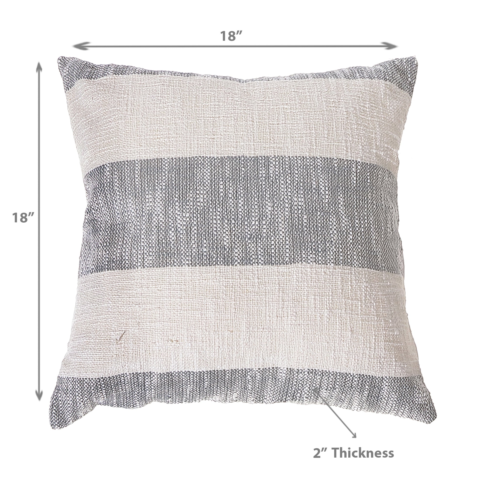 Cotton Slub Cushion Set Of 2, 18 X 18 Inch Decorative Throw Pillow, Farmhouse Home Accent