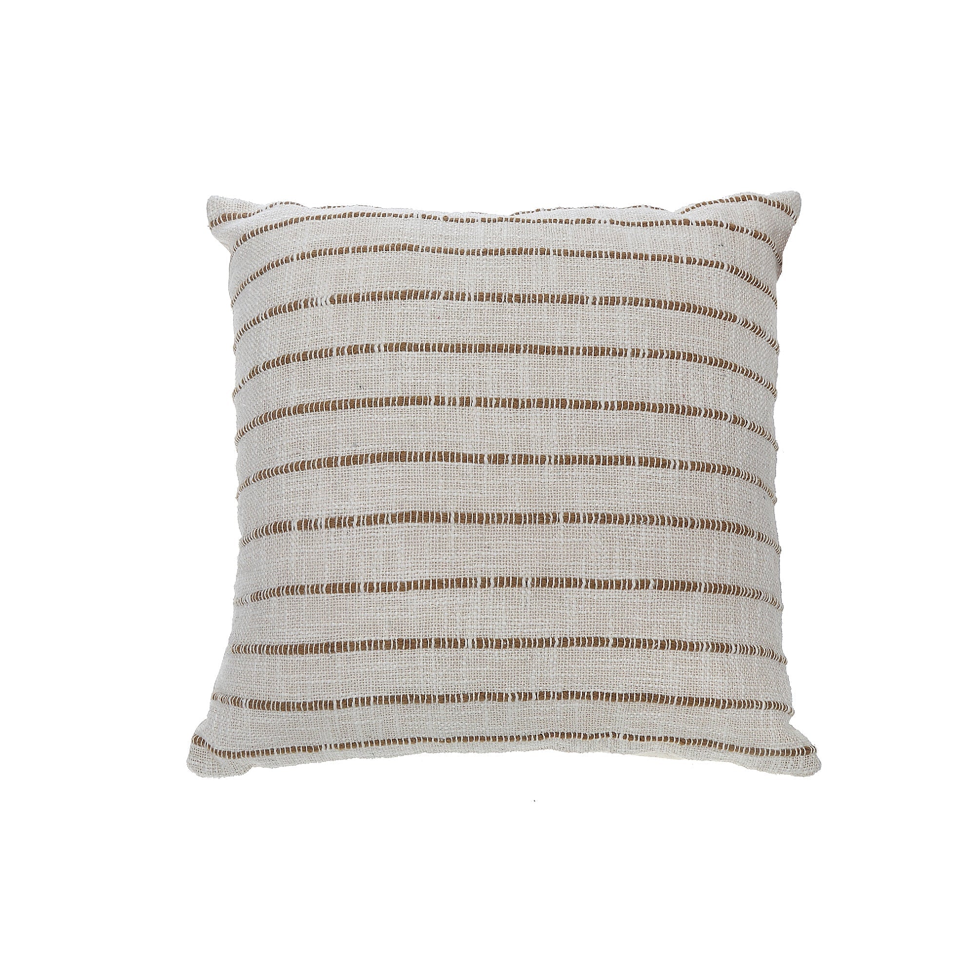 Cotton Slub Cushion Set Of 2, 18 X 18 Inch Decorative Throw Pillow, Farmhouse Home Accent