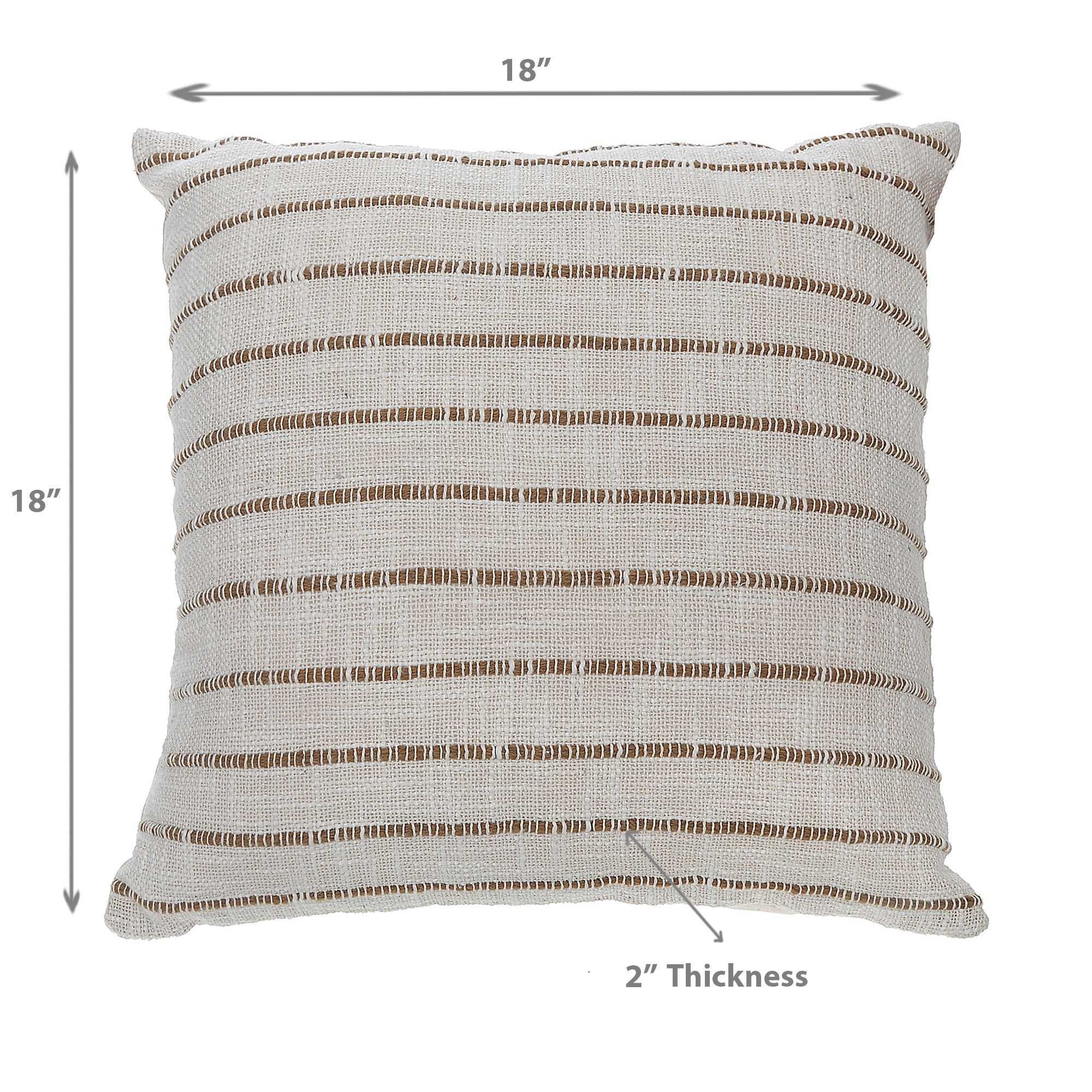 Cotton Slub Cushion Set Of 2, 18 X 18 Inch Decorative Throw Pillow, Farmhouse Home Accent