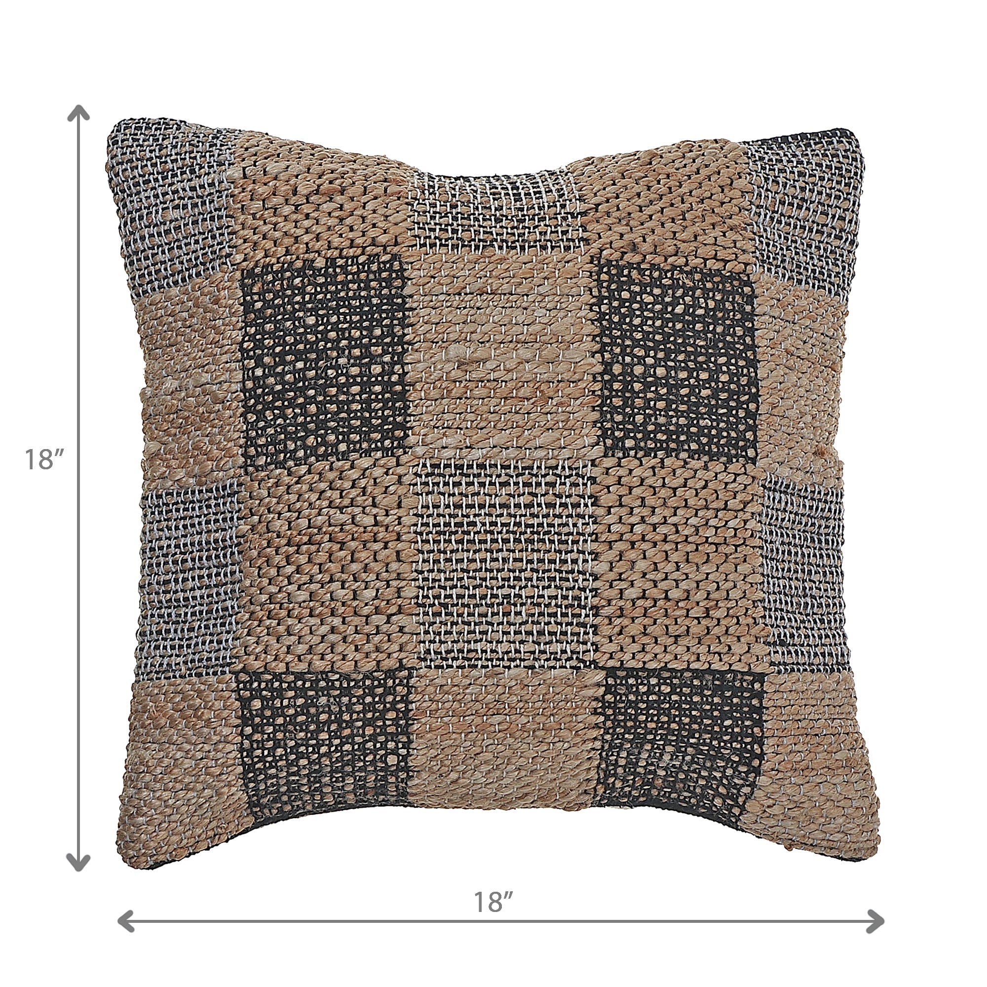 Handwoven Cotton Jute Cushion Check – Decorative Throw Pillow, Rustic Home Decor