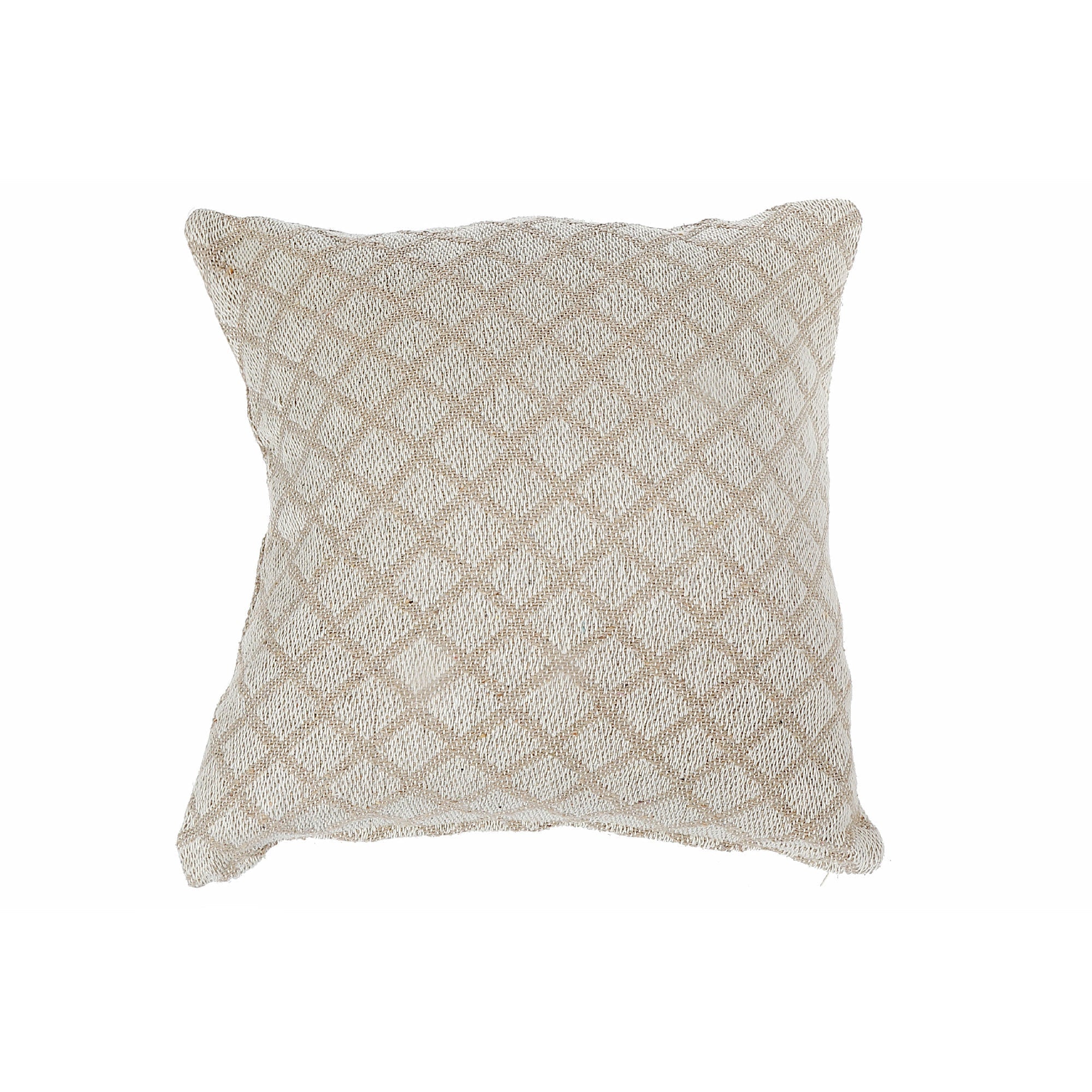 Diamond Cotton Cushion Beige Set Of 2, Beige Diamond Pattern Cushion Set, Cotton Decorative Throw Pillows, Neutral Home Decor