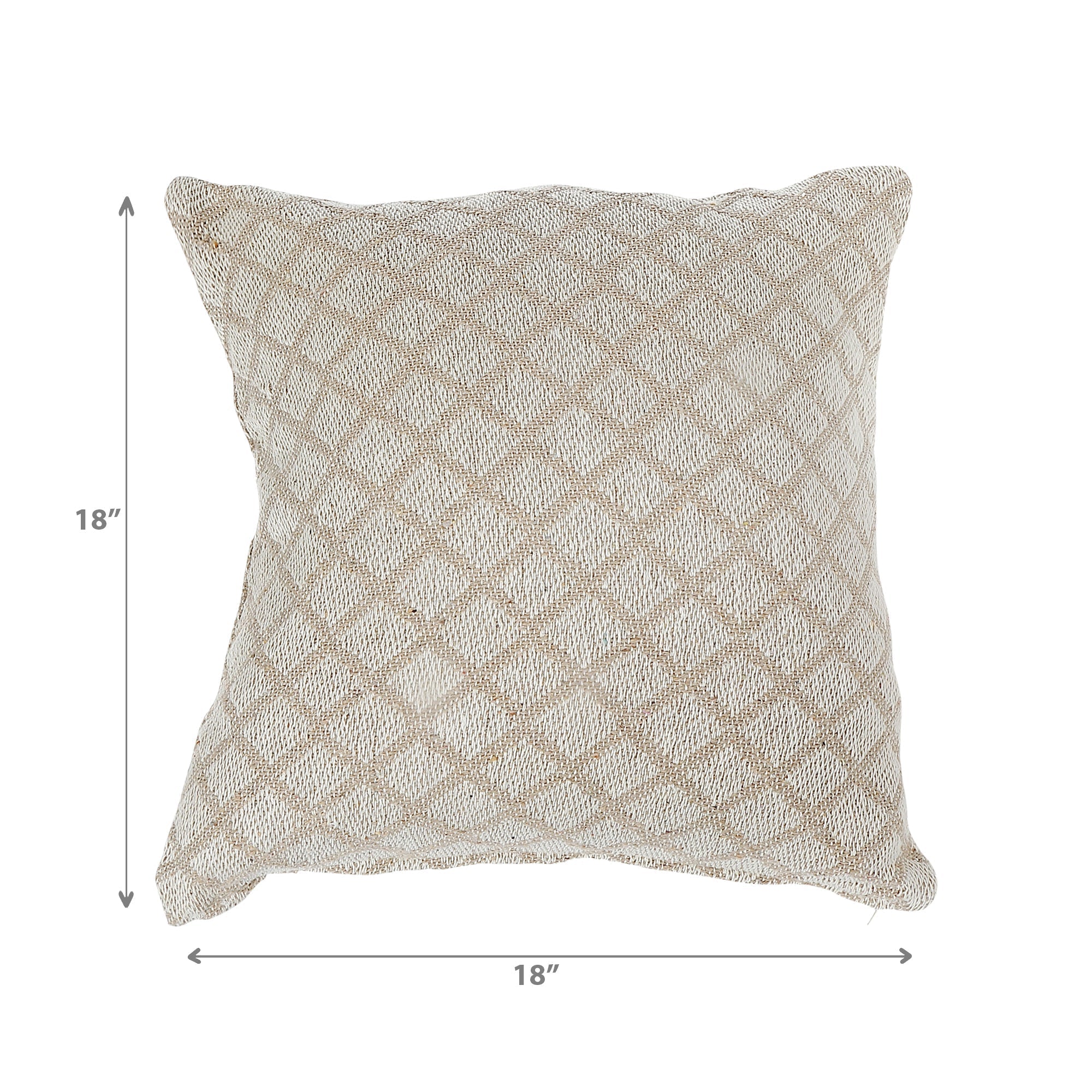 Diamond Cotton Cushion Beige Set Of 2, Beige Diamond Pattern Cushion Set, Cotton Decorative Throw Pillows, Neutral Home Decor