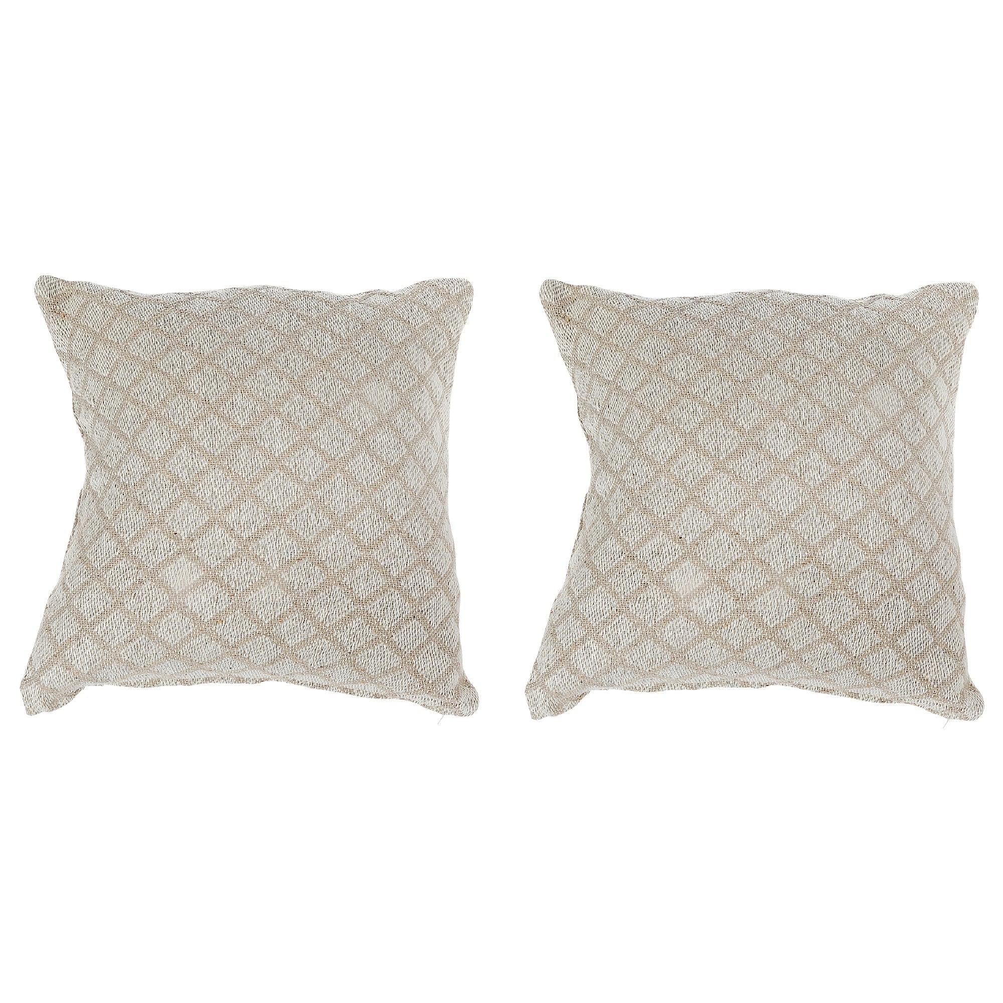 Diamond Cotton Cushion Beige Set Of 2, Beige Diamond Pattern Cushion Set, Cotton Decorative Throw Pillows, Neutral Home Decor