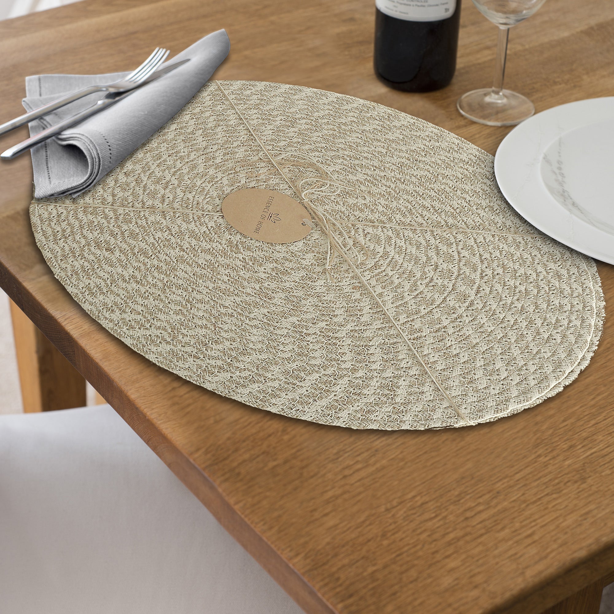 Wave Braided Round Placemat 15 X 15 Set Of 12, Dining Table Decoration