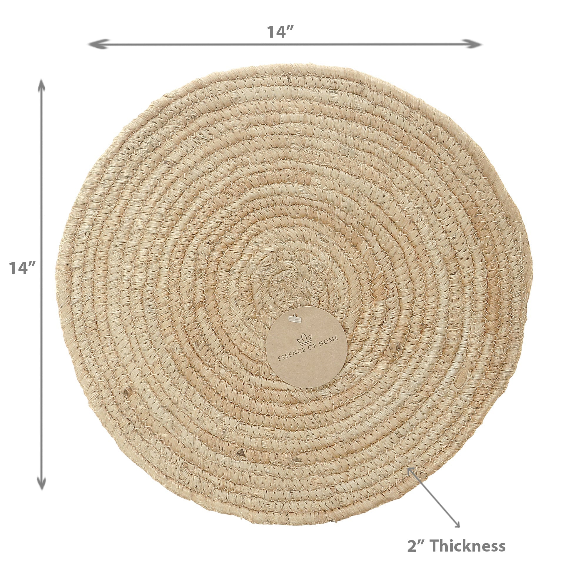 Plain Round Rope Jute Braided Placemat 14 X 14 - Set of 12