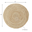 Plain Round Rope Jute Braided Placemat 14 X 14 - Set of 12
