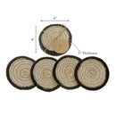 4 PC Round Black Line Braided Coaster