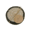 4 PC Round Black Line Braided Coaster