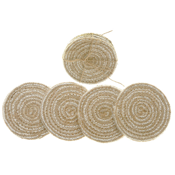 4 PC Round Line Braided Coaster