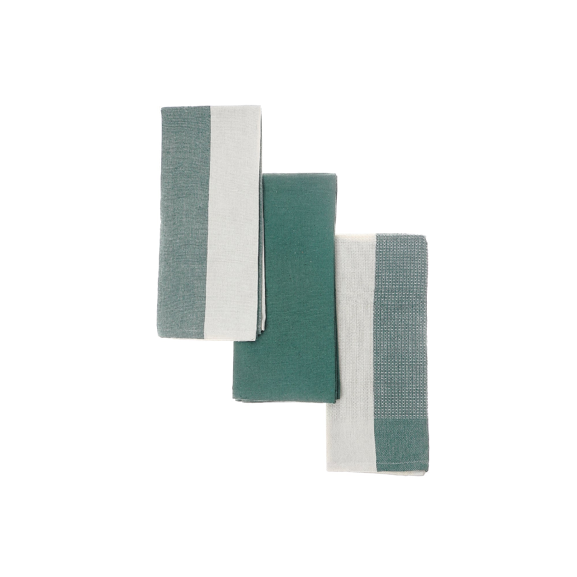 Kitchen Green Towel Set Of 3 Pcs Block Print, Kitchen Dish Towels, Farmhouse Dining Decor