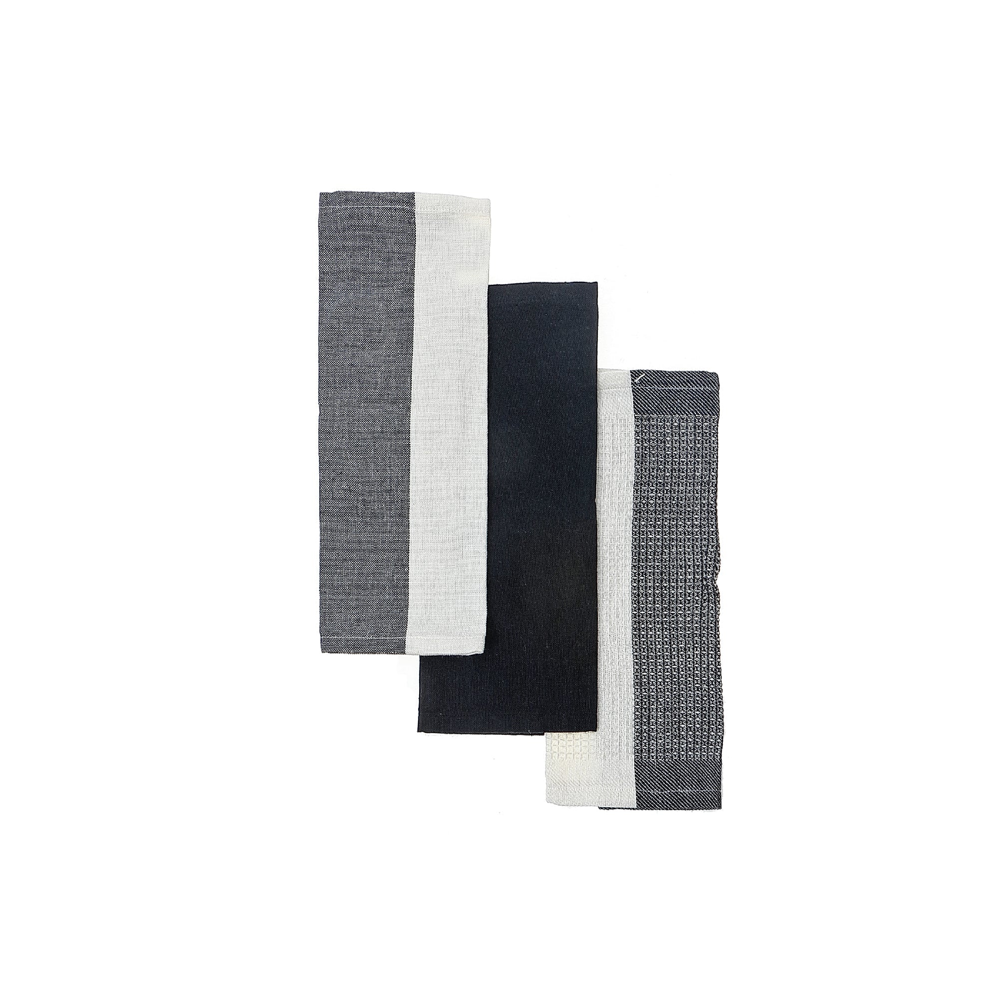 Dish Black Towel Set Of 3 Pcs Block Print, Kitchen Dish Cloths, Farmhouse Kitchen Décor
